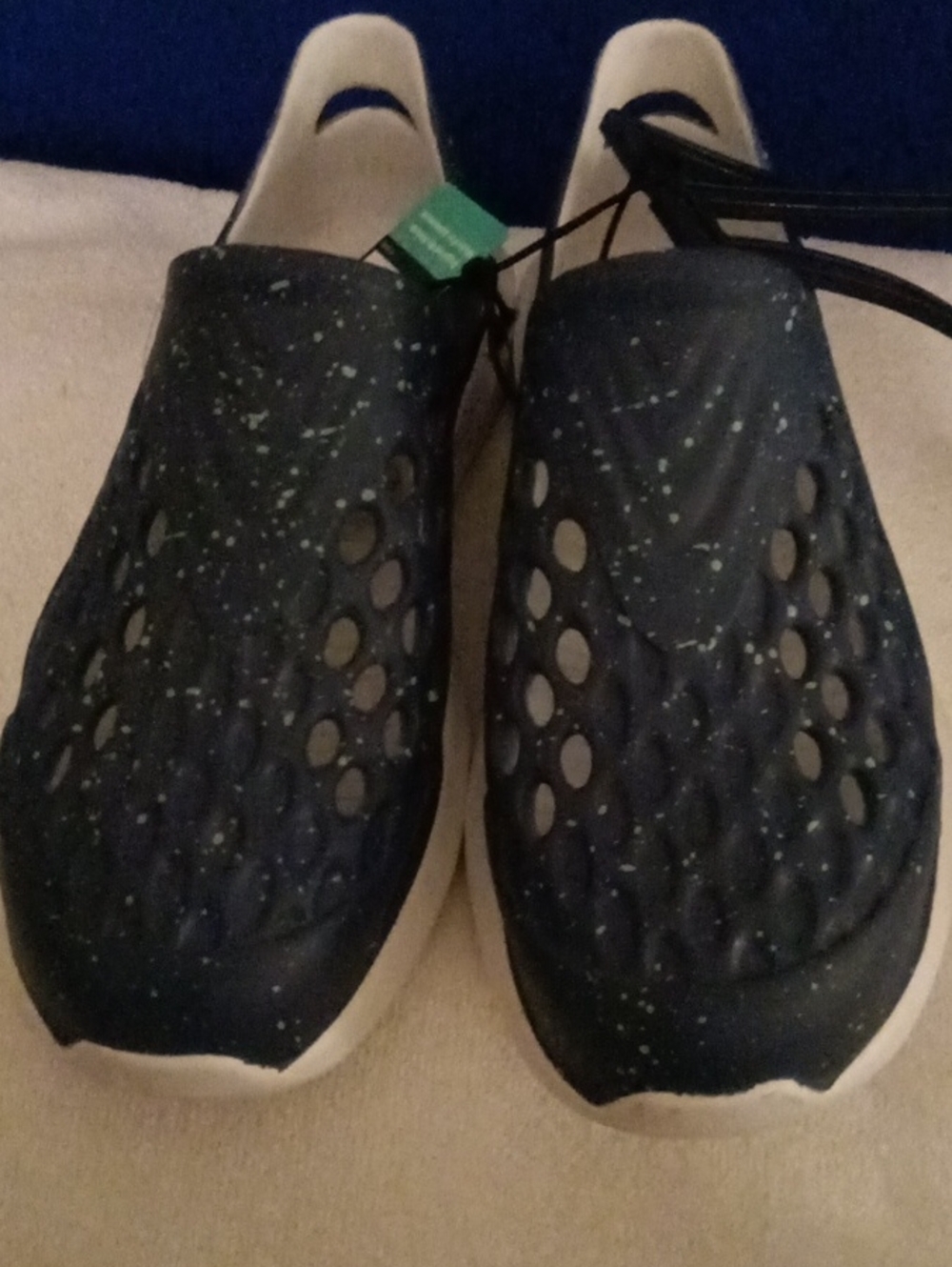 Lightweight Slip-On Sneakers in Navy with Mint Speckle Unisex